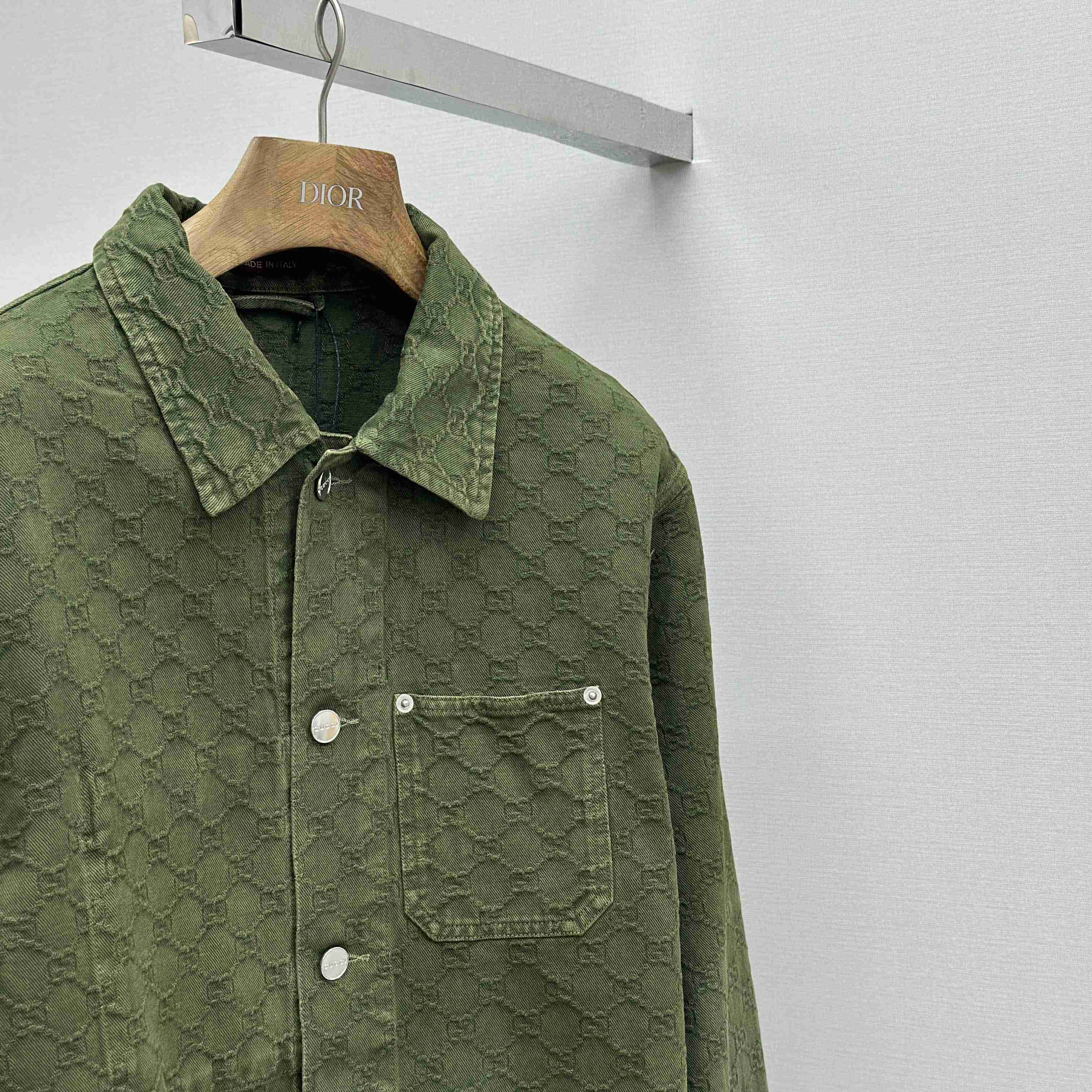 Gucci Bleached GG Cotton Denim Jacquard Shirt - DesignerGu