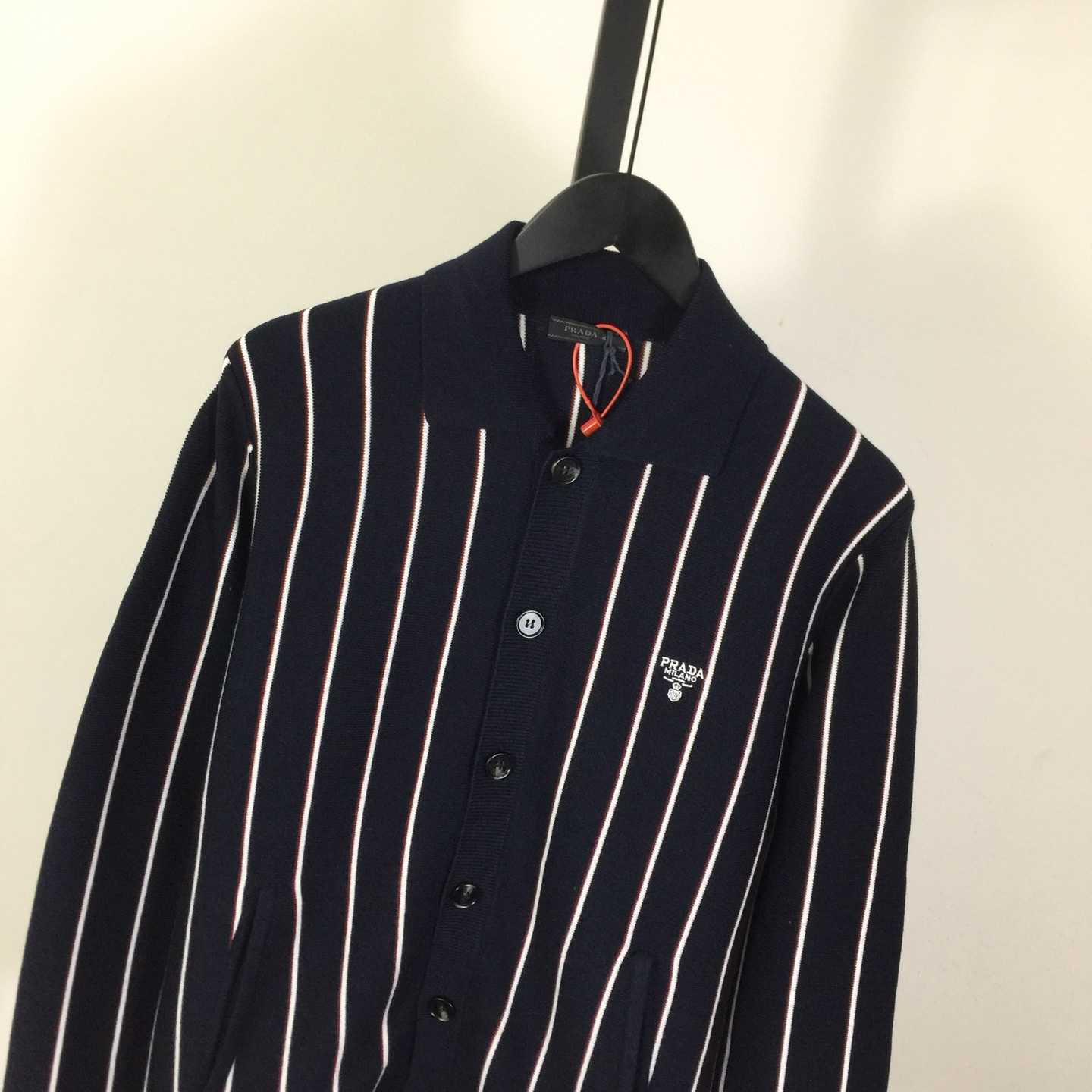 Prada Navy Striped Wool Cardigan  - DesignerGu