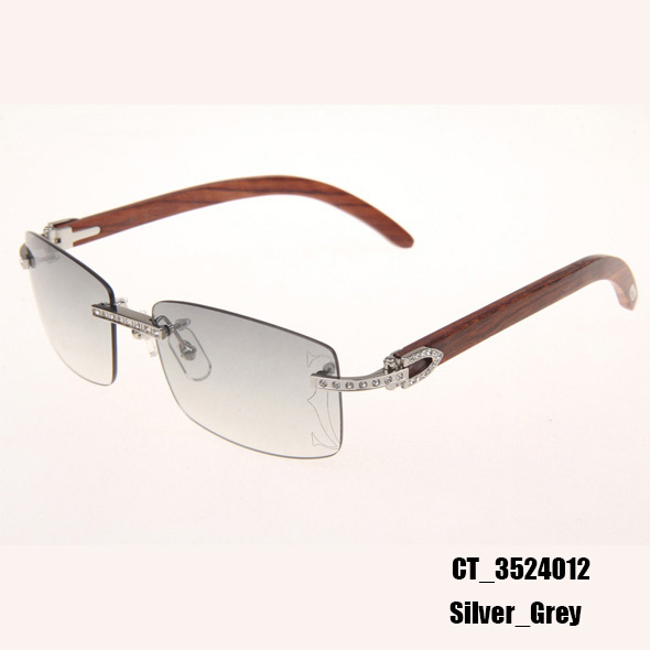 Cartier CT_3524012 Diamond Wood Eyeglasses In Silver Grey - DesignerGu