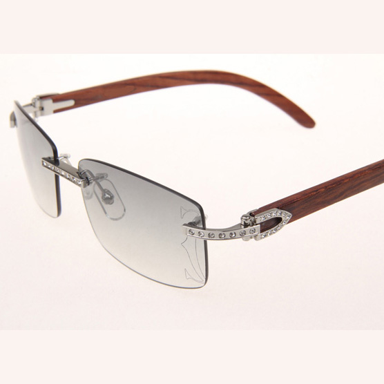 Cartier CT_3524012 Diamond Wood Eyeglasses In Silver Grey - DesignerGu