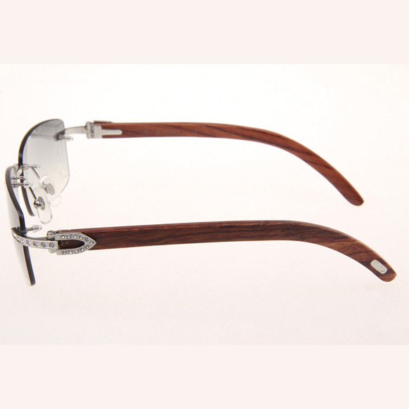 Cartier CT_3524012 Diamond Wood Eyeglasses In Silver Grey - DesignerGu