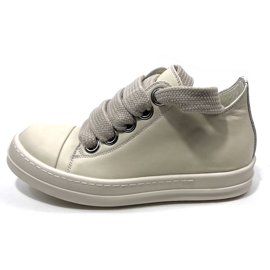 Rick Owens Lido Low Top Sneaks Jumbo Laced Milk - DesignerGu