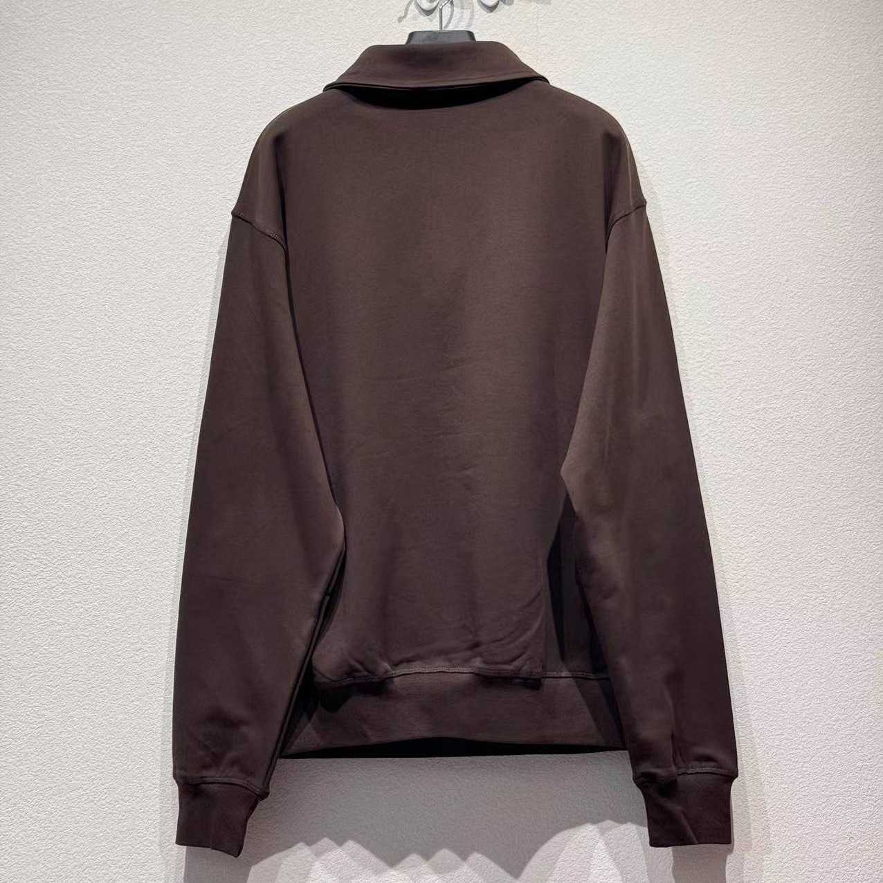 Prada Cotton Triangle Chest Quarter-Zip Sweatshirt - DesignerGu