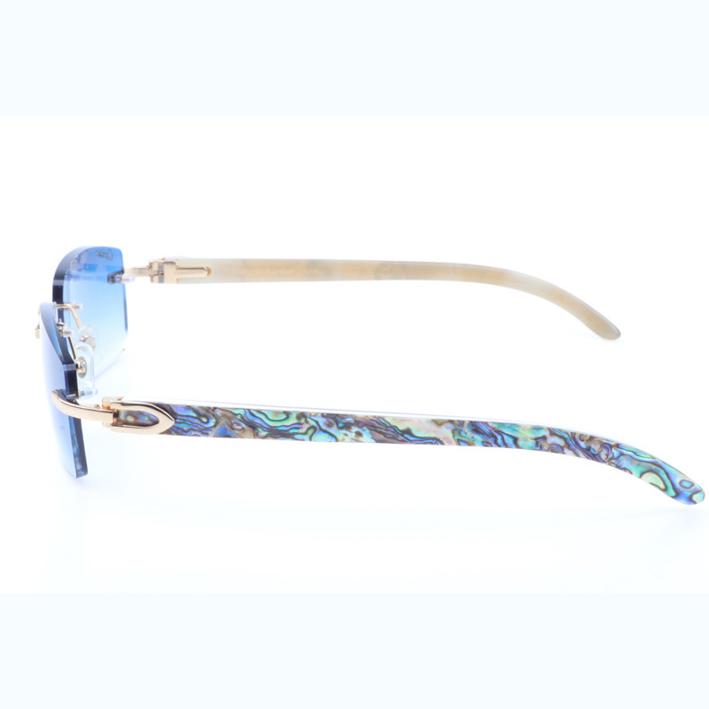 Cartier CT_3524012 Shell Mix White Buffalo Sunglasses In Gold Gradient Blue - DesignerGu