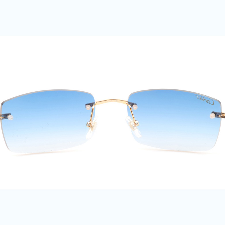 Cartier CT_3524012 Shell Mix White Buffalo Sunglasses In Gold Gradient Blue - DesignerGu