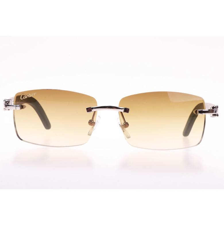 Cartier CT_3524012 Green Wood Sunglasses In Silver Brown - DesignerGu