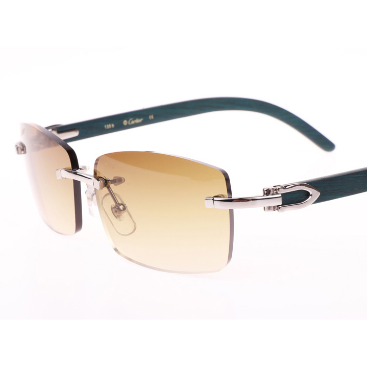 Cartier CT_3524012 Green Wood Sunglasses In Silver Brown - DesignerGu