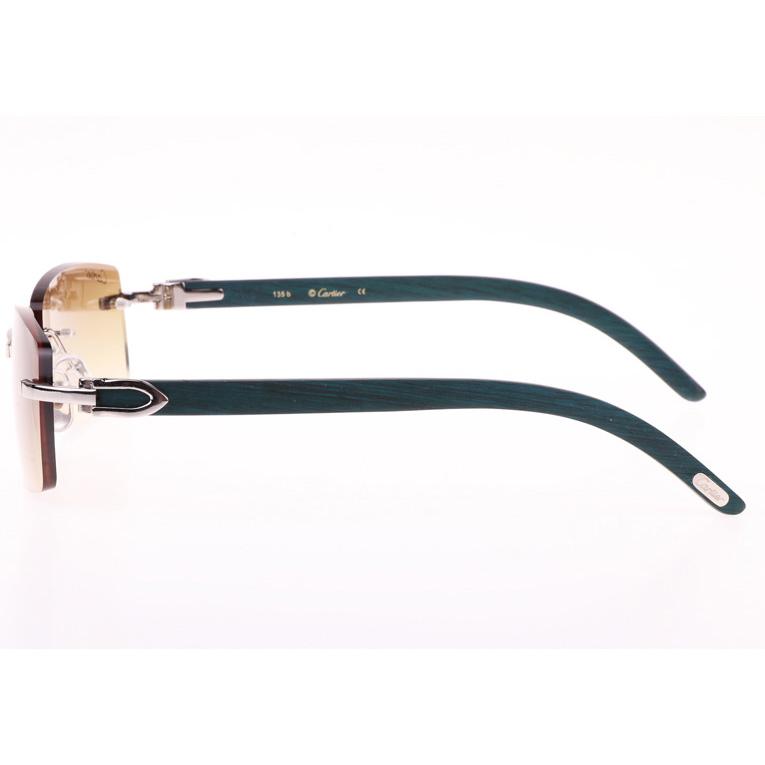 Cartier CT_3524012 Green Wood Sunglasses In Silver Brown - DesignerGu