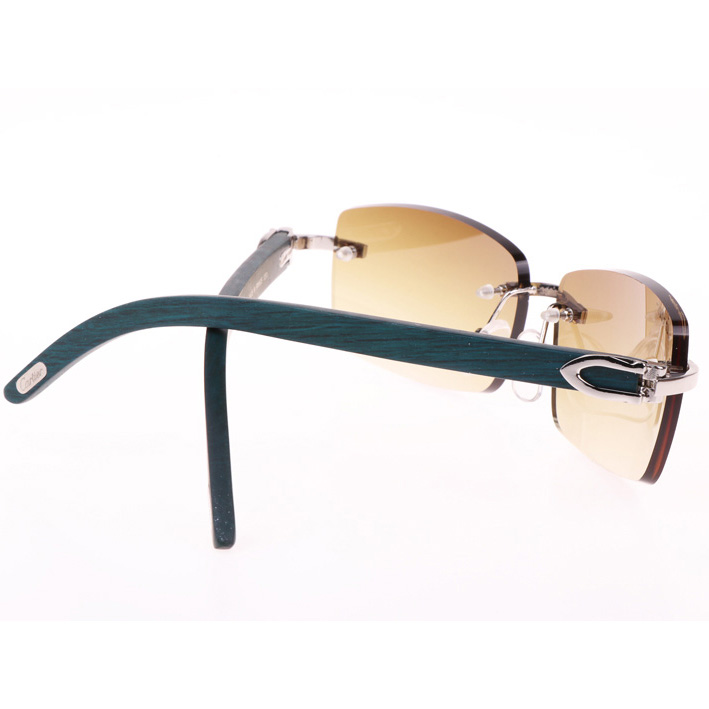 Cartier CT_3524012 Green Wood Sunglasses In Silver Brown - DesignerGu