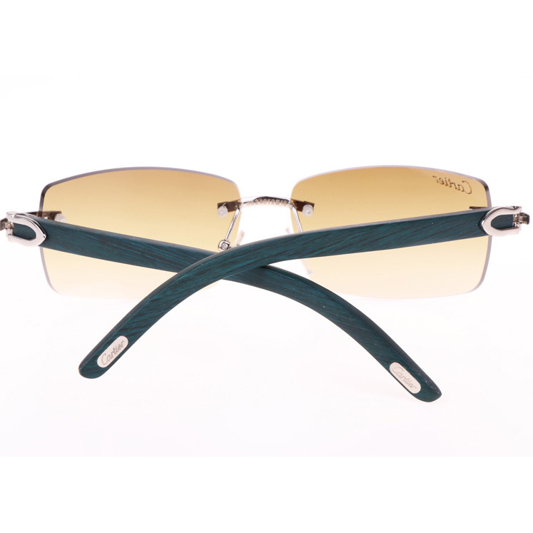 Cartier CT_3524012 Green Wood Sunglasses In Silver Brown - DesignerGu