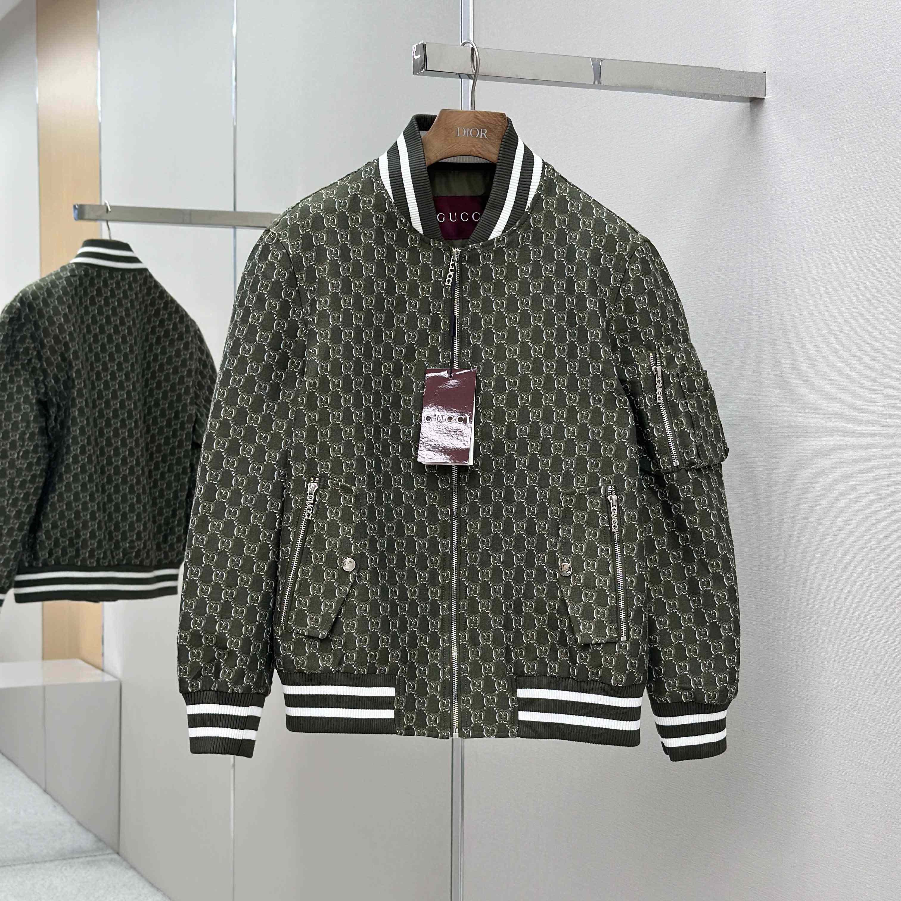Gucci Logo-Jacquard Padded Cotton-Twill Bomber Jacket - DesignerGu