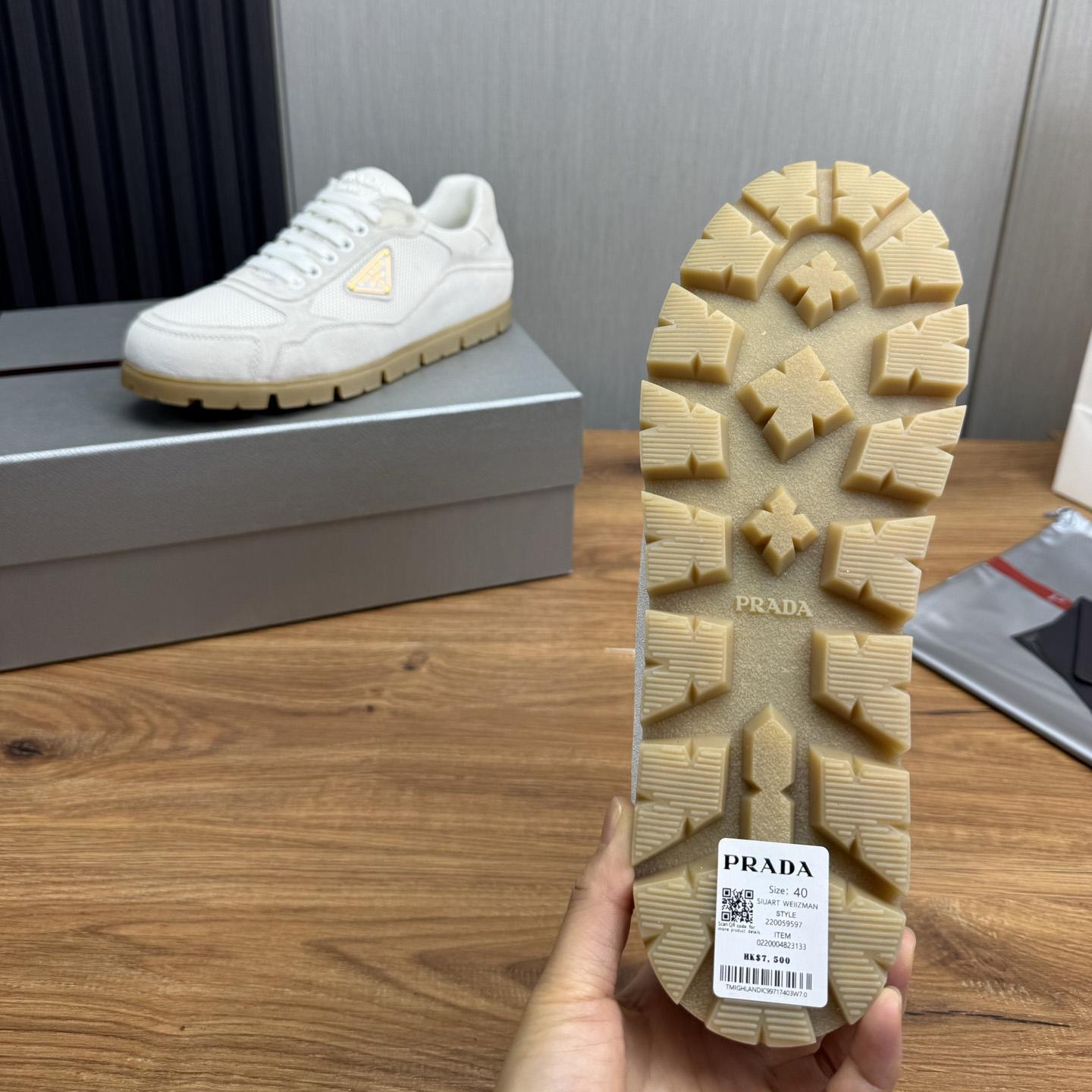 Prada Trail Mesh Fabric And Suede Sneakers - DesignerGu