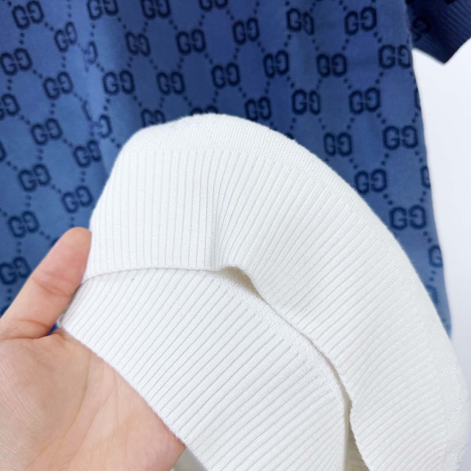 Gucci GG Cotton Knit Jacquard Polo Shirt - DesignerGu