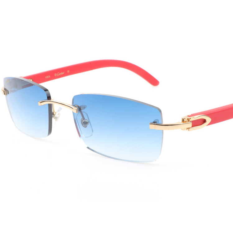 Cartier CT_3524012 Red Wood Sunglasses In Gold Gradient Blue - DesignerGu