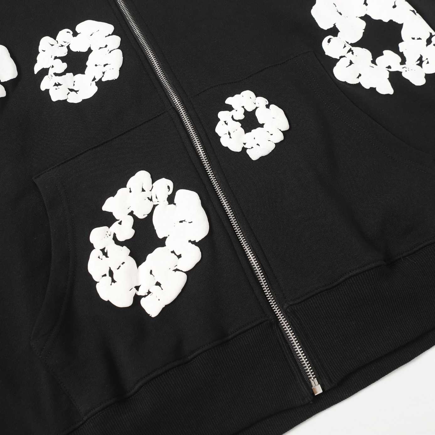 Denim Tears Cotton Wreath Zip Hoodie Black - DesignerGu