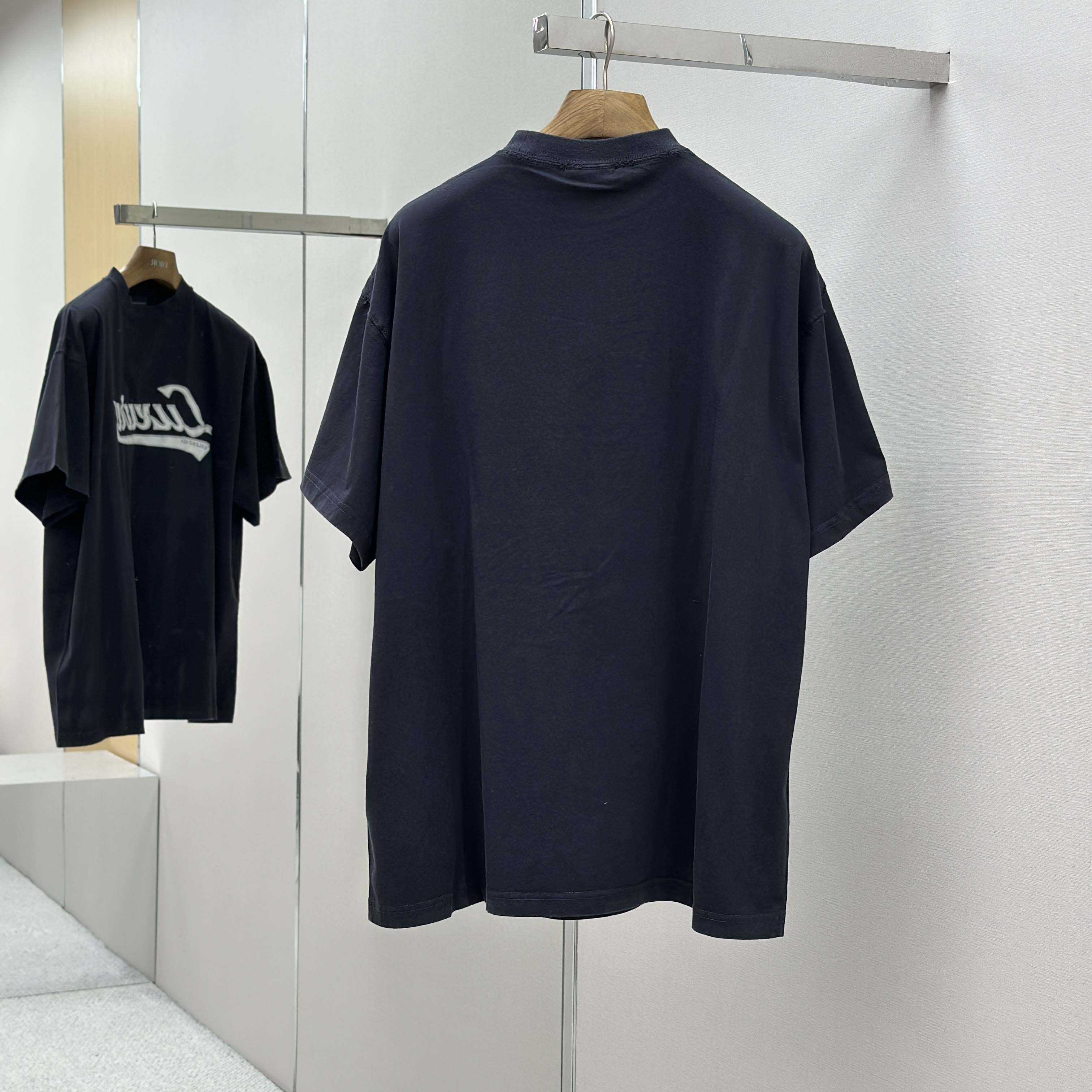 Balenciaga Luxury Script Oversized T-Shirt In Washed Black - DesignerGu