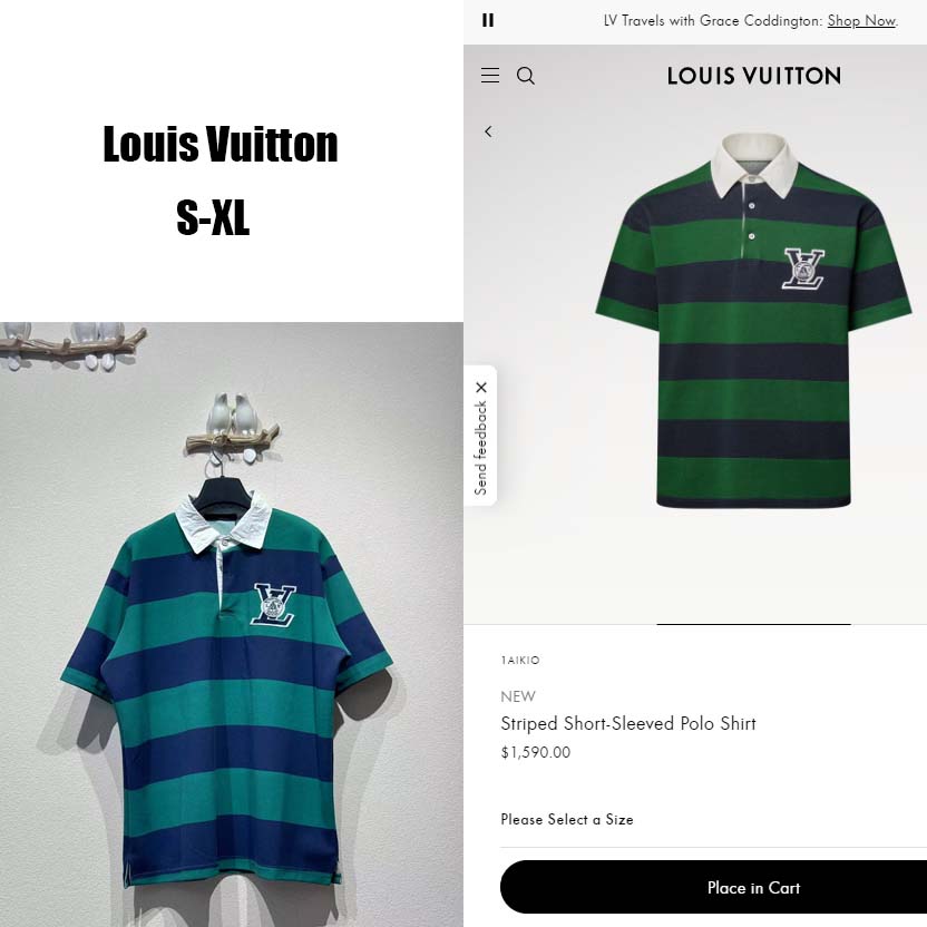 Louis Vuitton Striped Short-Sleeved Polo Shirt   1AIKIO - DesignerGu