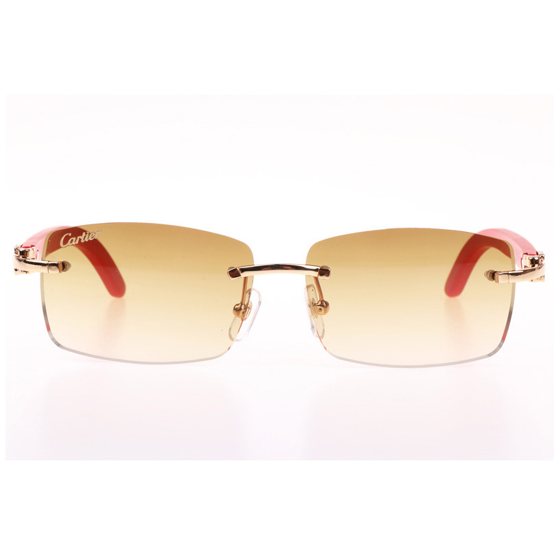 Cartier CT_3524012 Red Wood Sunglasses In Gold Brown - DesignerGu