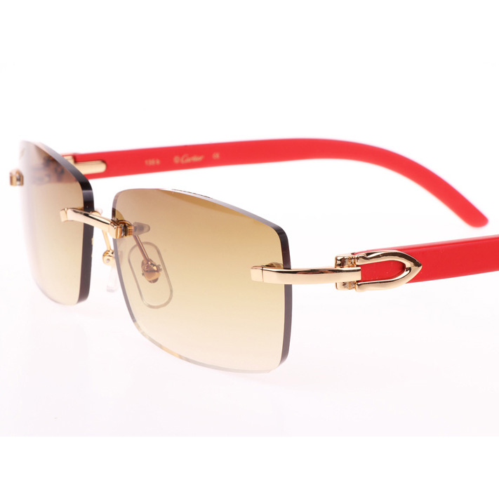Cartier CT_3524012 Red Wood Sunglasses In Gold Brown - DesignerGu