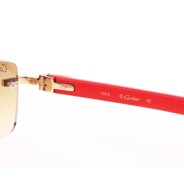 Cartier CT_3524012 Red Wood Sunglasses In Gold Brown - DesignerGu