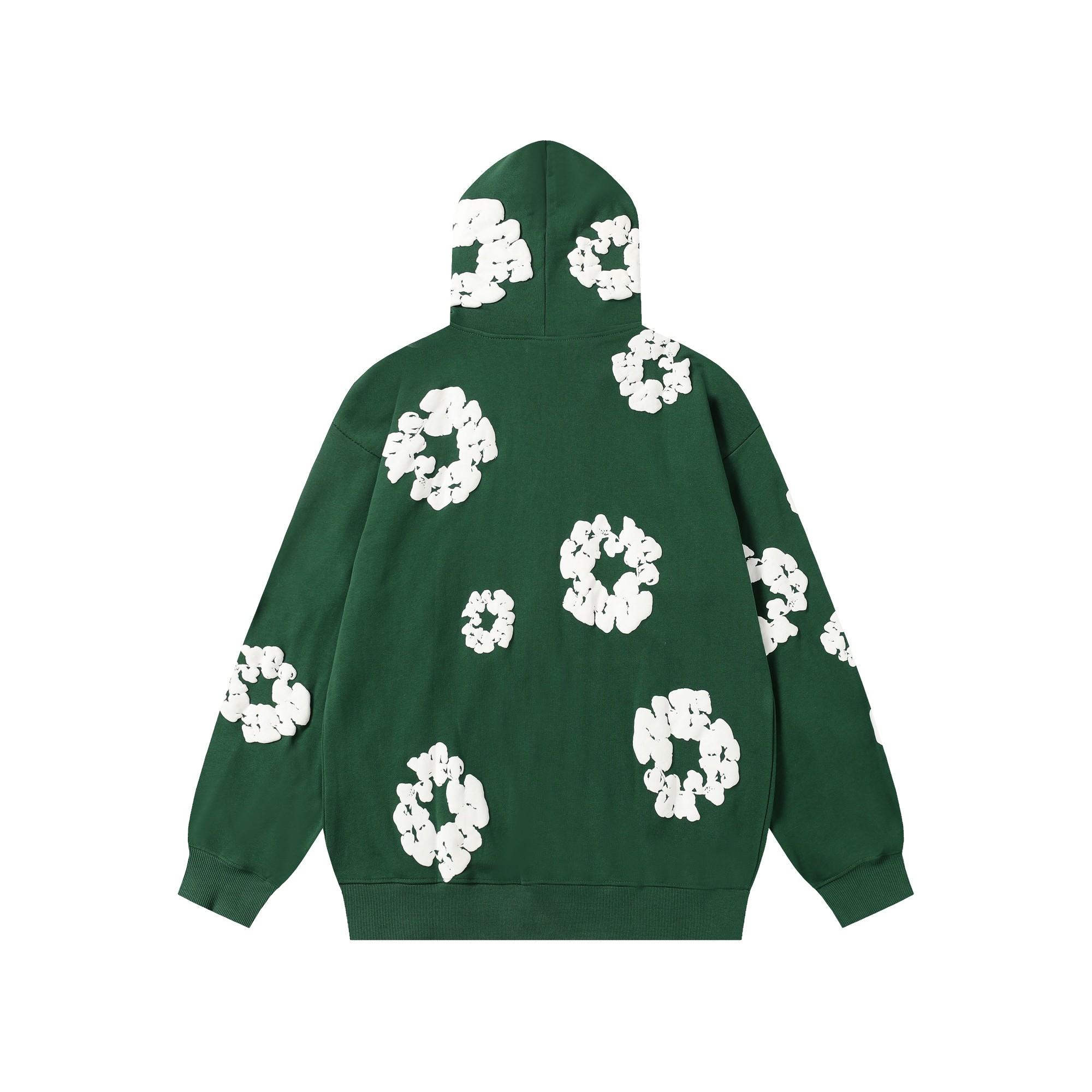 Denim Tears Cotton Wreath Zip Hoodie Green - DesignerGu