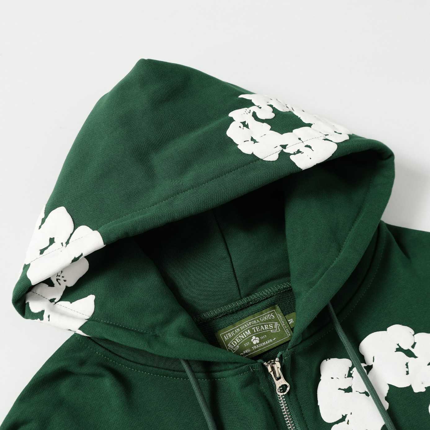 Denim Tears Cotton Wreath Zip Hoodie Green - DesignerGu