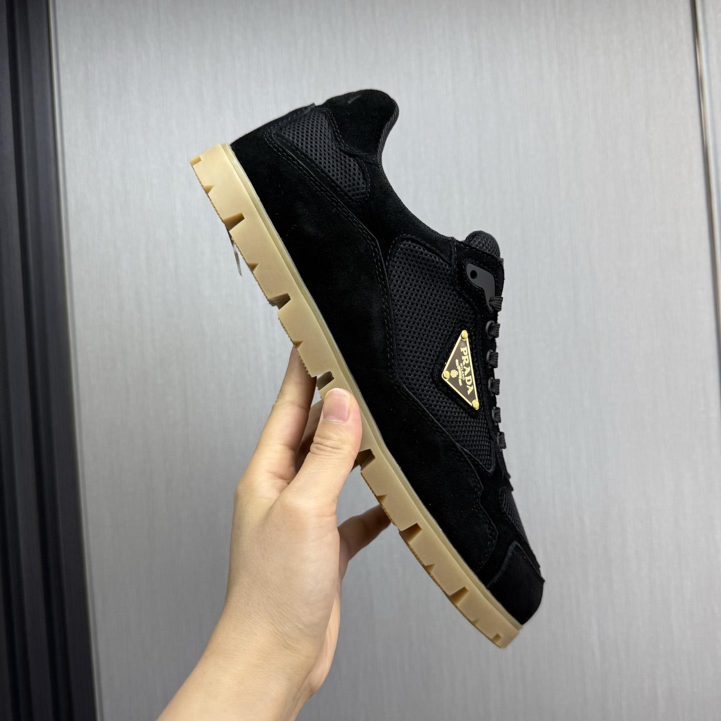 Prada Trail Mesh Fabric And Suede Sneakers - DesignerGu