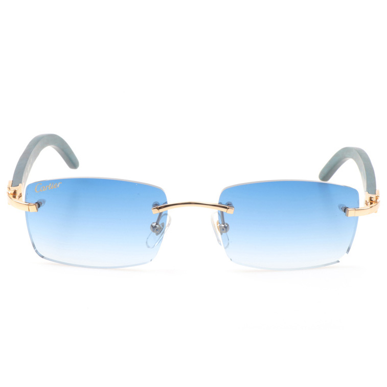 Cartier CT_3524012 Green Wood Sunglasses In Gold Gradient Blue - DesignerGu