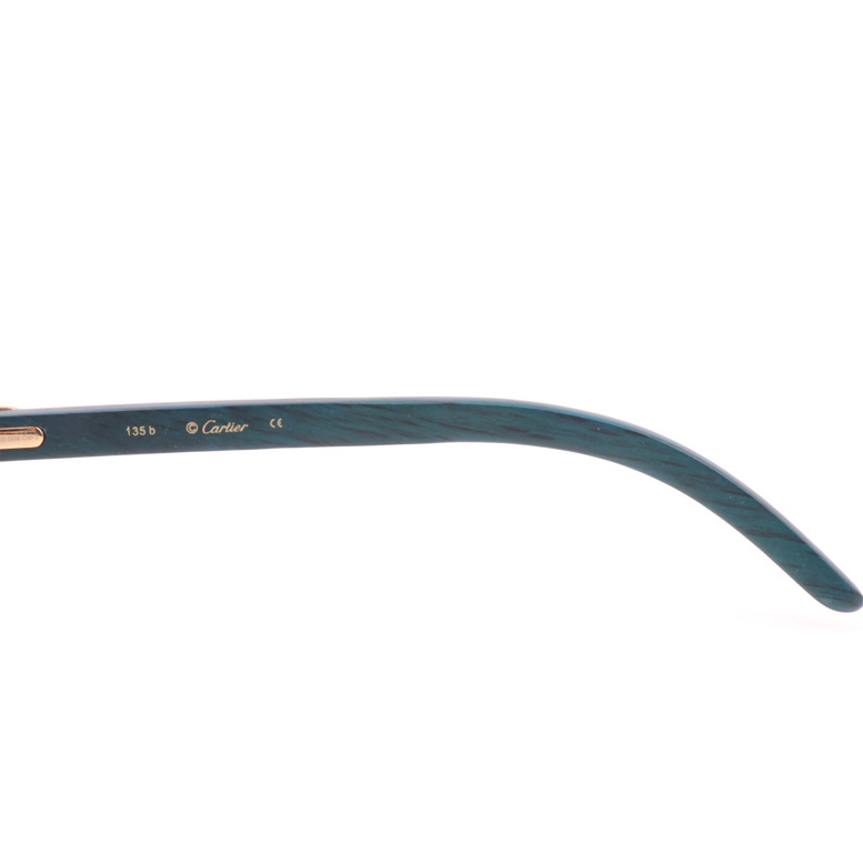 Cartier CT_3524012 Green Wood Sunglasses In Gold Gradient Blue - DesignerGu