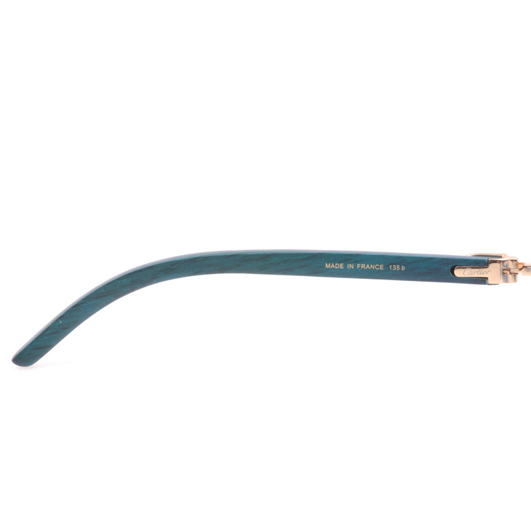 Cartier CT_3524012 Green Wood Sunglasses In Gold Gradient Blue - DesignerGu