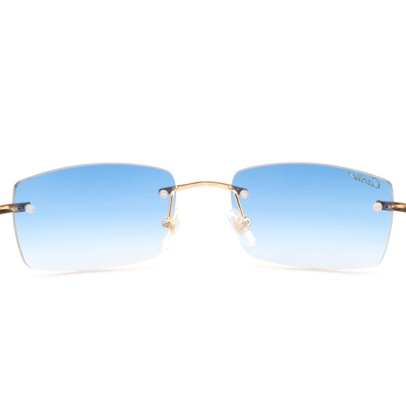 Cartier CT_3524012 Green Wood Sunglasses In Gold Gradient Blue - DesignerGu