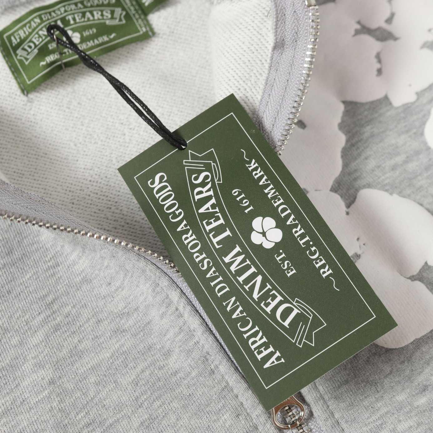 Denim Tears Cotton Wreath Zip Hoodie Grey - DesignerGu