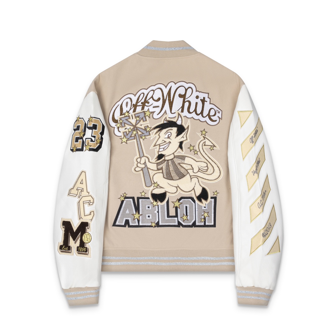 Off-White AC Milan Patch Varsity Jacket - DesignerGu
