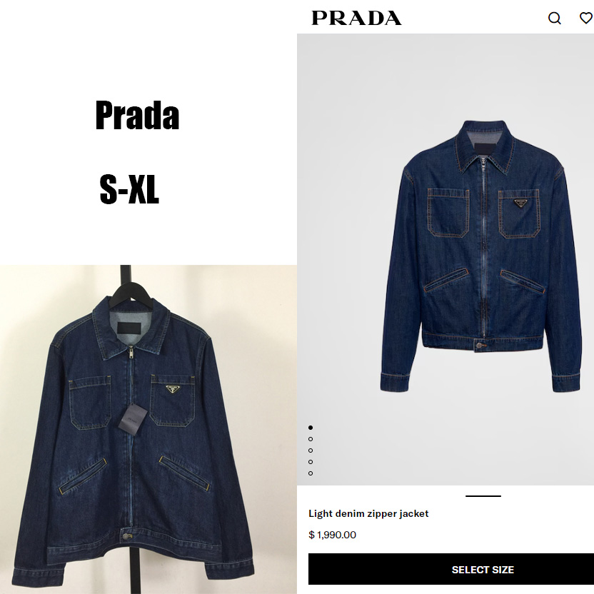 Prada Light Denim Zipper Jacket - DesignerGu