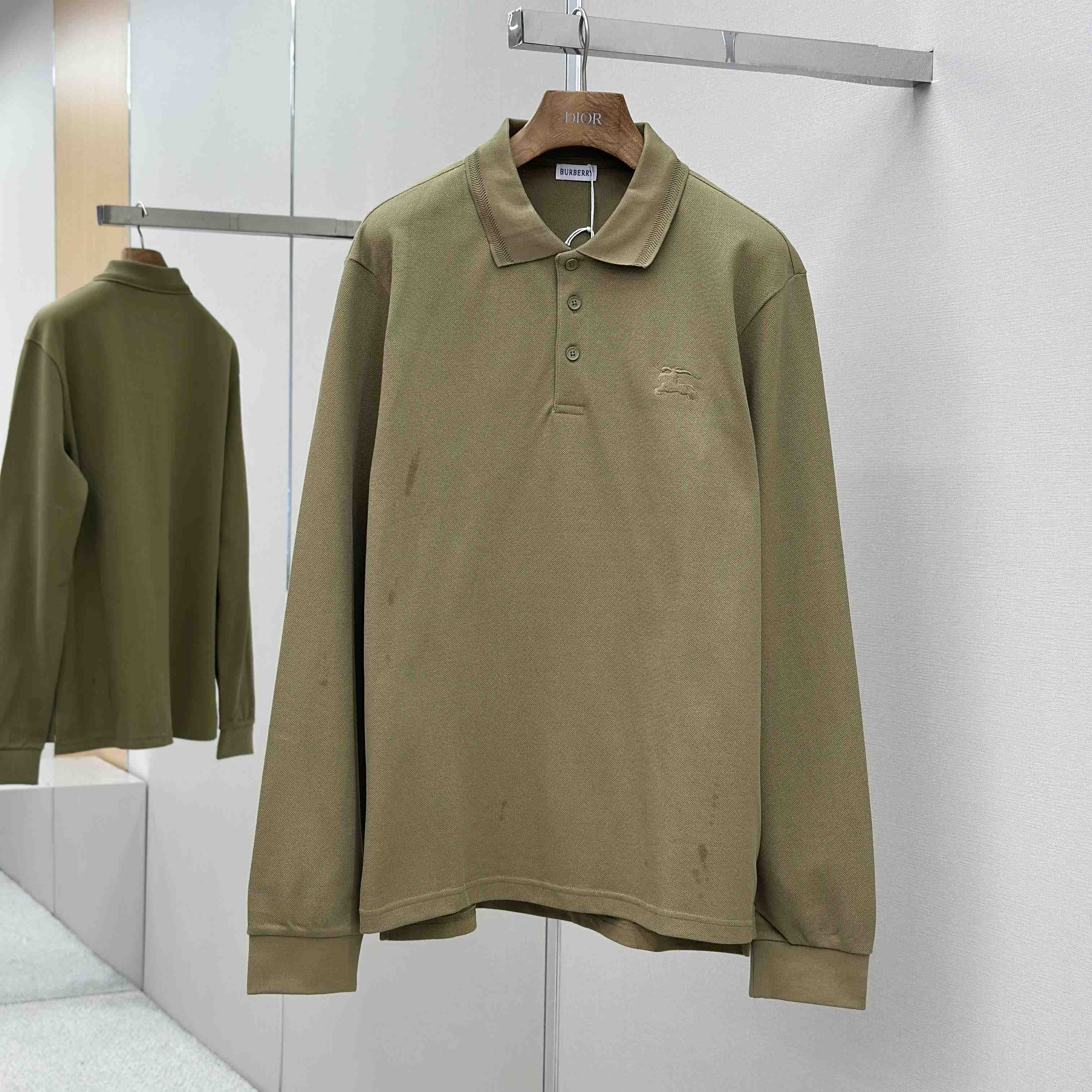 Burberry Long-sleeve Cotton Polo Shirt - DesignerGu