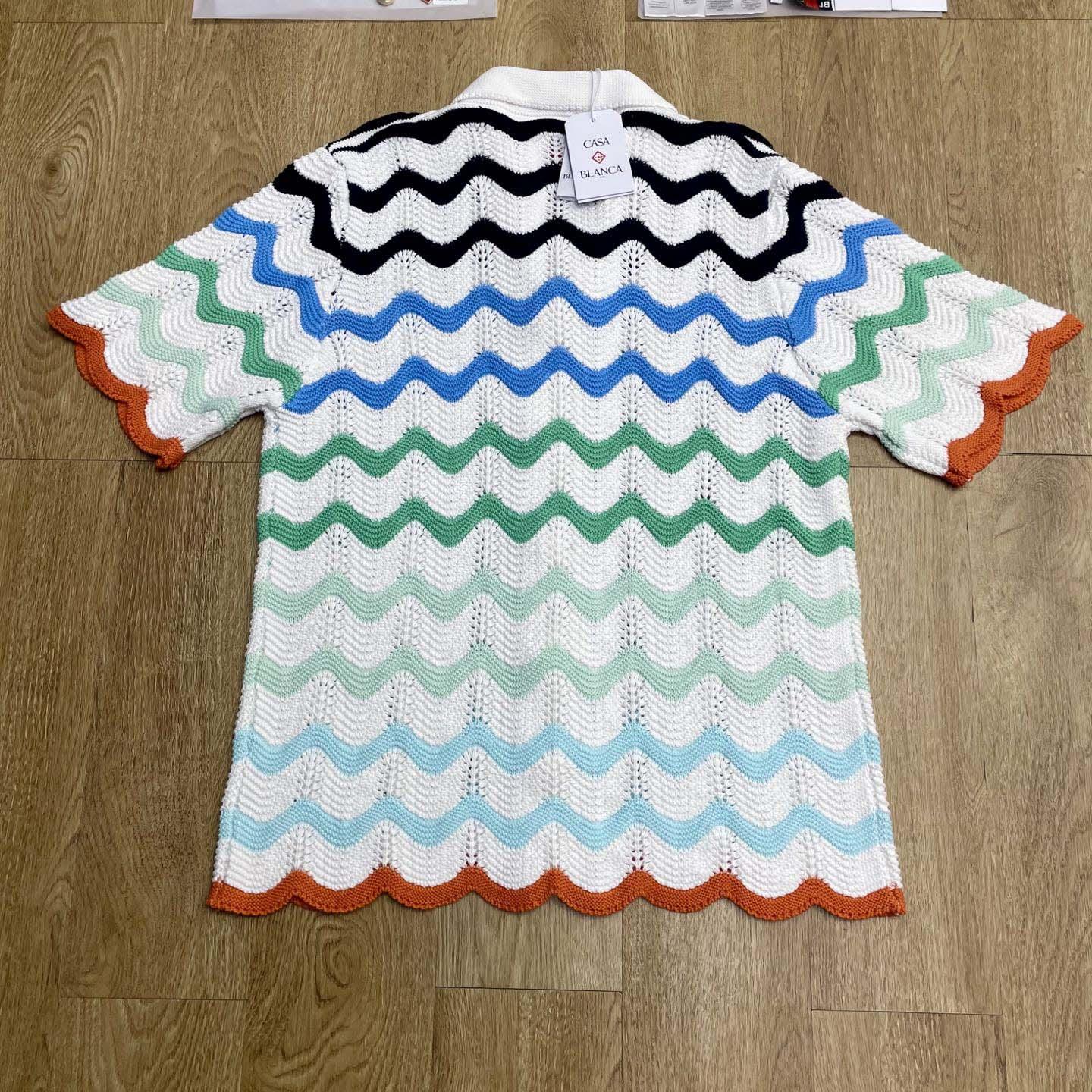 Casablanca Gradient Wave Crochet Shirt   D0107 - DesignerGu