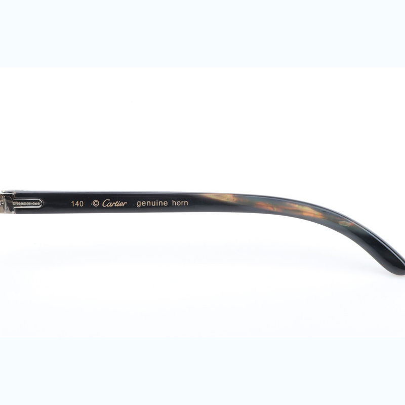 Cartier CT_3524012 Shell Mix Black Buffalo Sunglasses In Silver Brown - DesignerGu