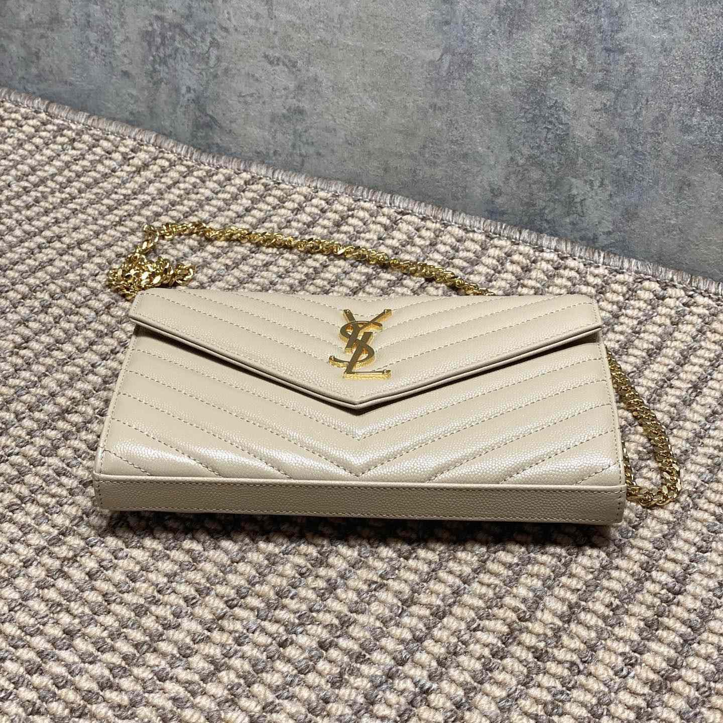 Saint Laurent Cassandre Chain Wallet In Lambskin - DesignerGu