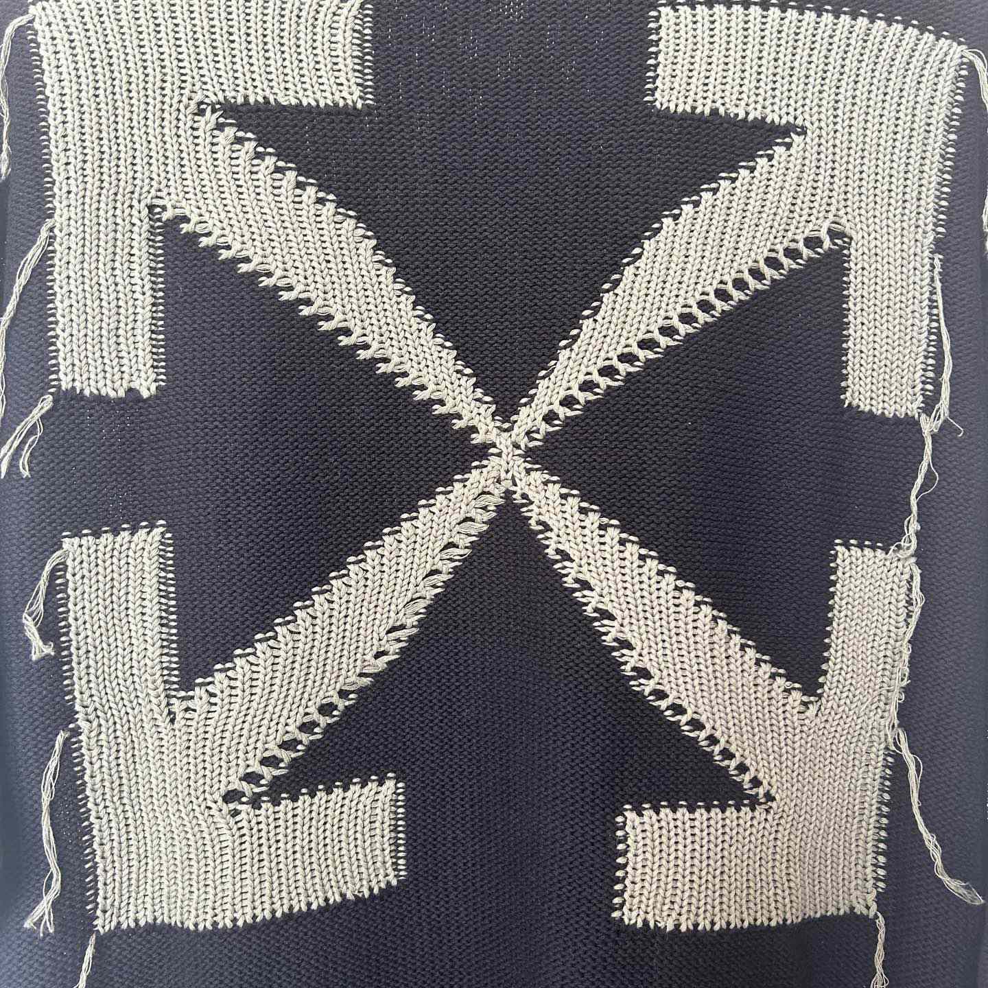 Off-White Reverse Arrow Diag Knit Crewneck 'Black/Green' - DesignerGu