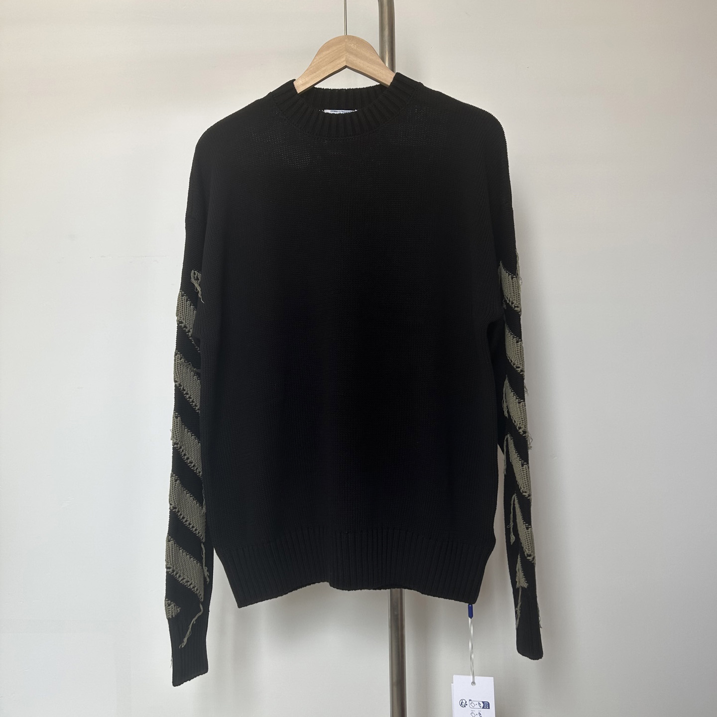 Off-White Reverse Arrow Diag Knit Crewneck 'Black/Green' - DesignerGu