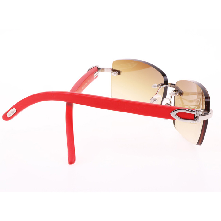 Cartier CT_3524012 Red Wood Sunglasses In Silver Brown - DesignerGu