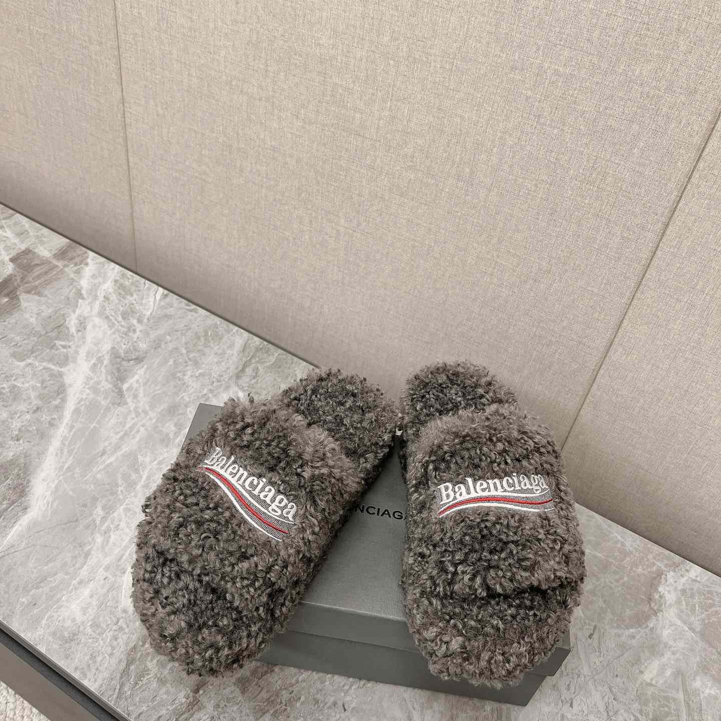 Balenciaga Furry Slide Sandals - DesignerGu