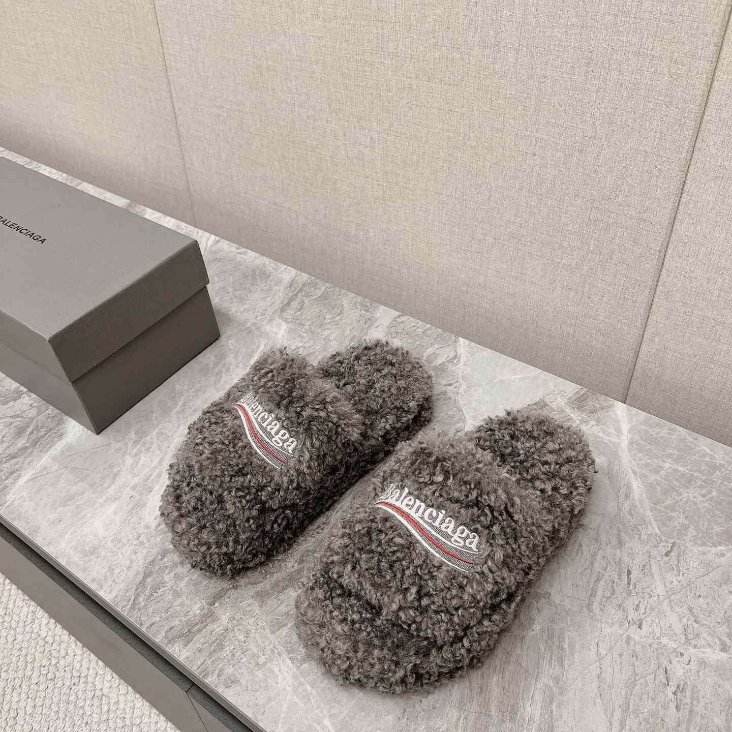 Balenciaga Furry Slide Sandals - DesignerGu