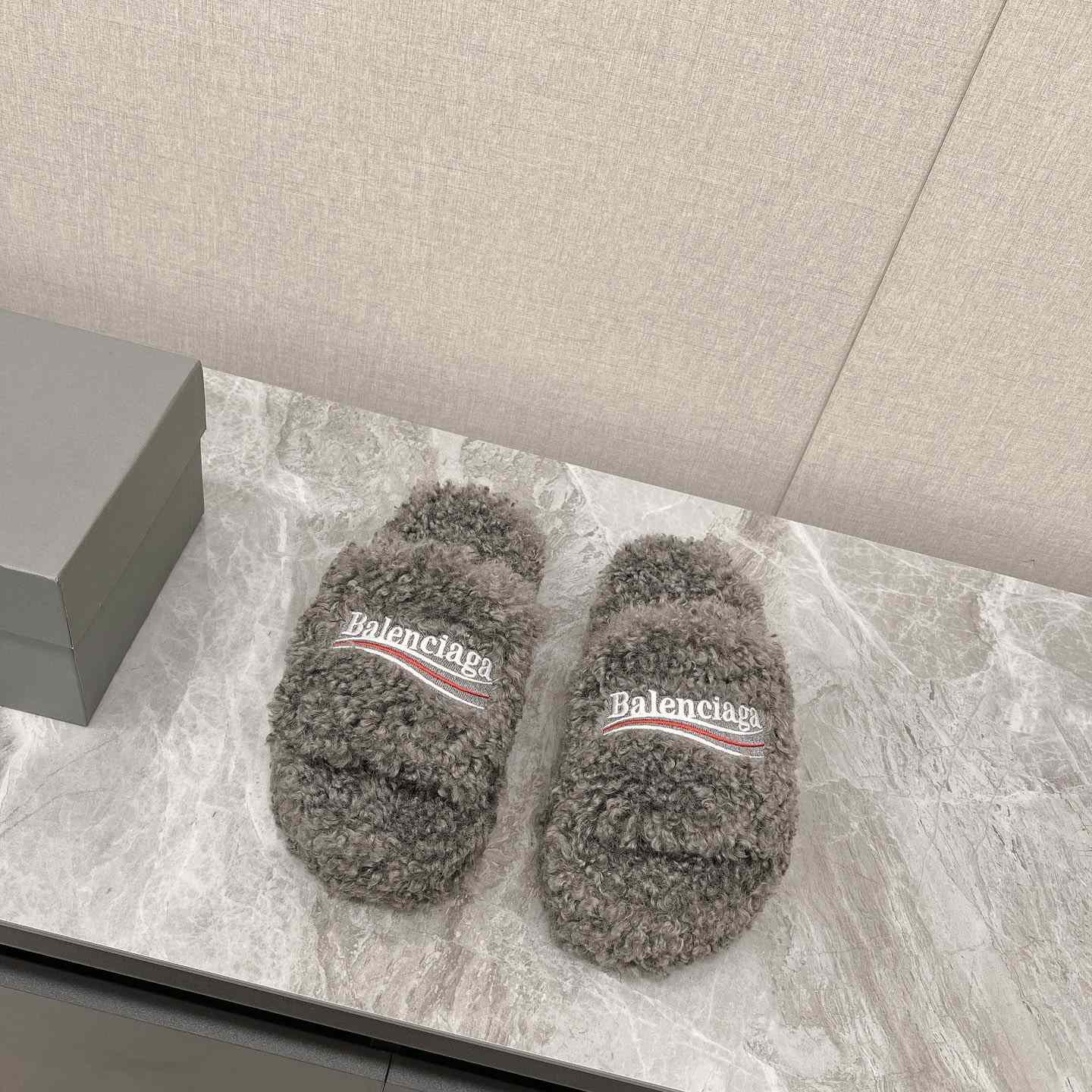 Balenciaga Furry Slide Sandals - DesignerGu