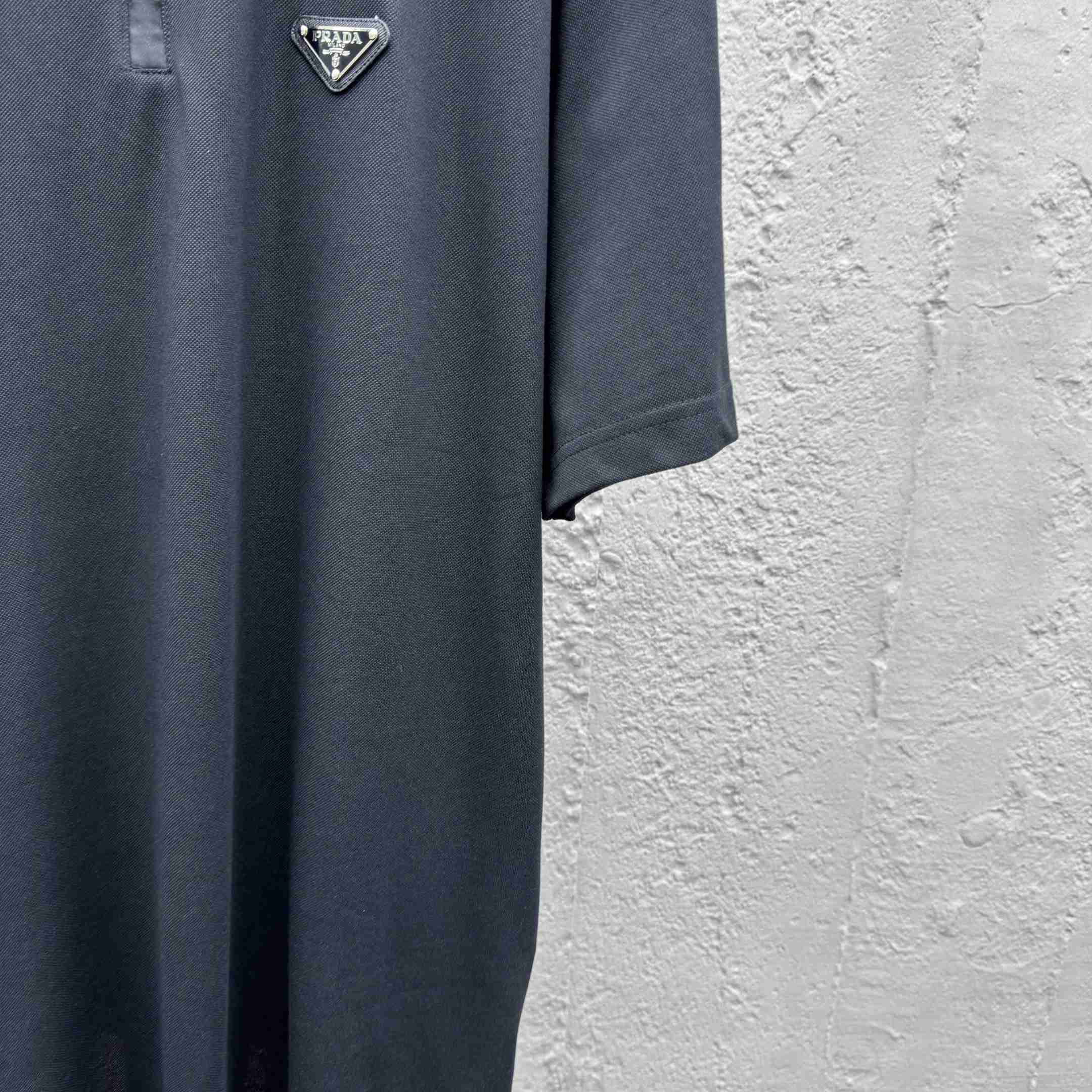 Prada Piqué Polo Shirt With Re-Nylon Details - DesignerGu