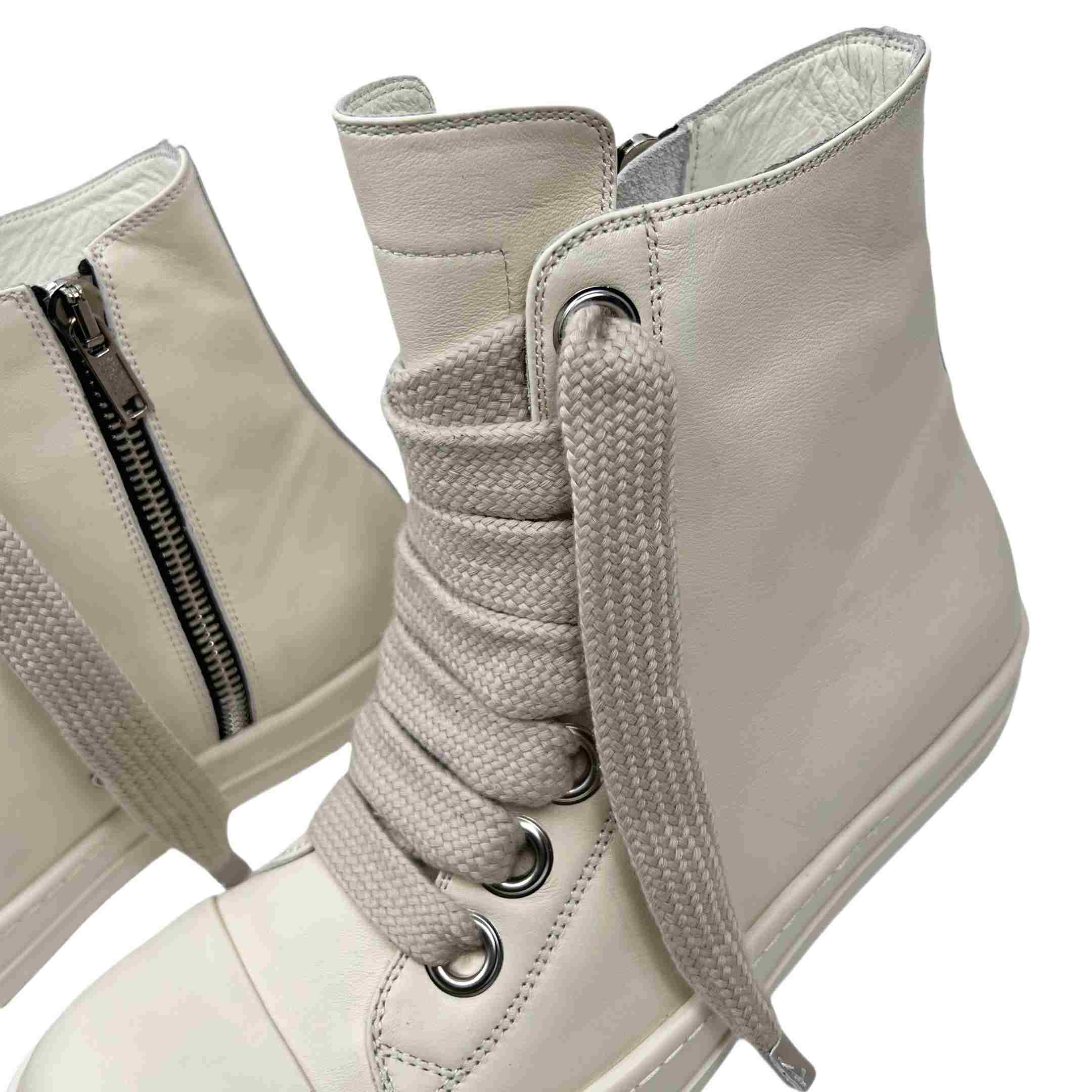 Rick Owens Lido High Sneaks Jumbo Laced Milk - DesignerGu