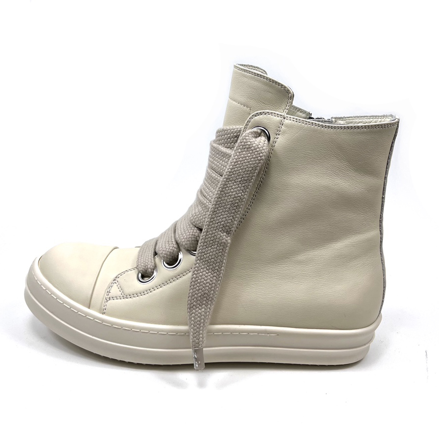 Rick Owens Lido High Sneaks Jumbo Laced Milk - DesignerGu