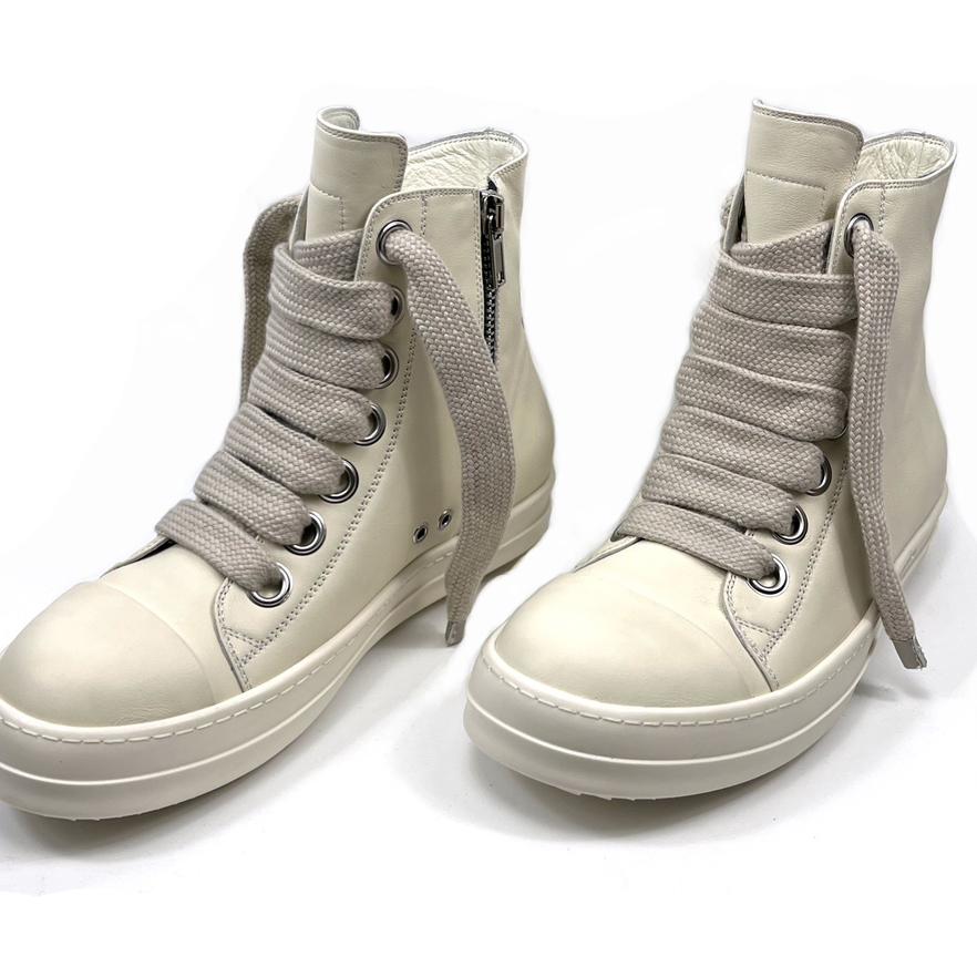 Rick Owens Lido High Sneaks Jumbo Laced Milk - DesignerGu