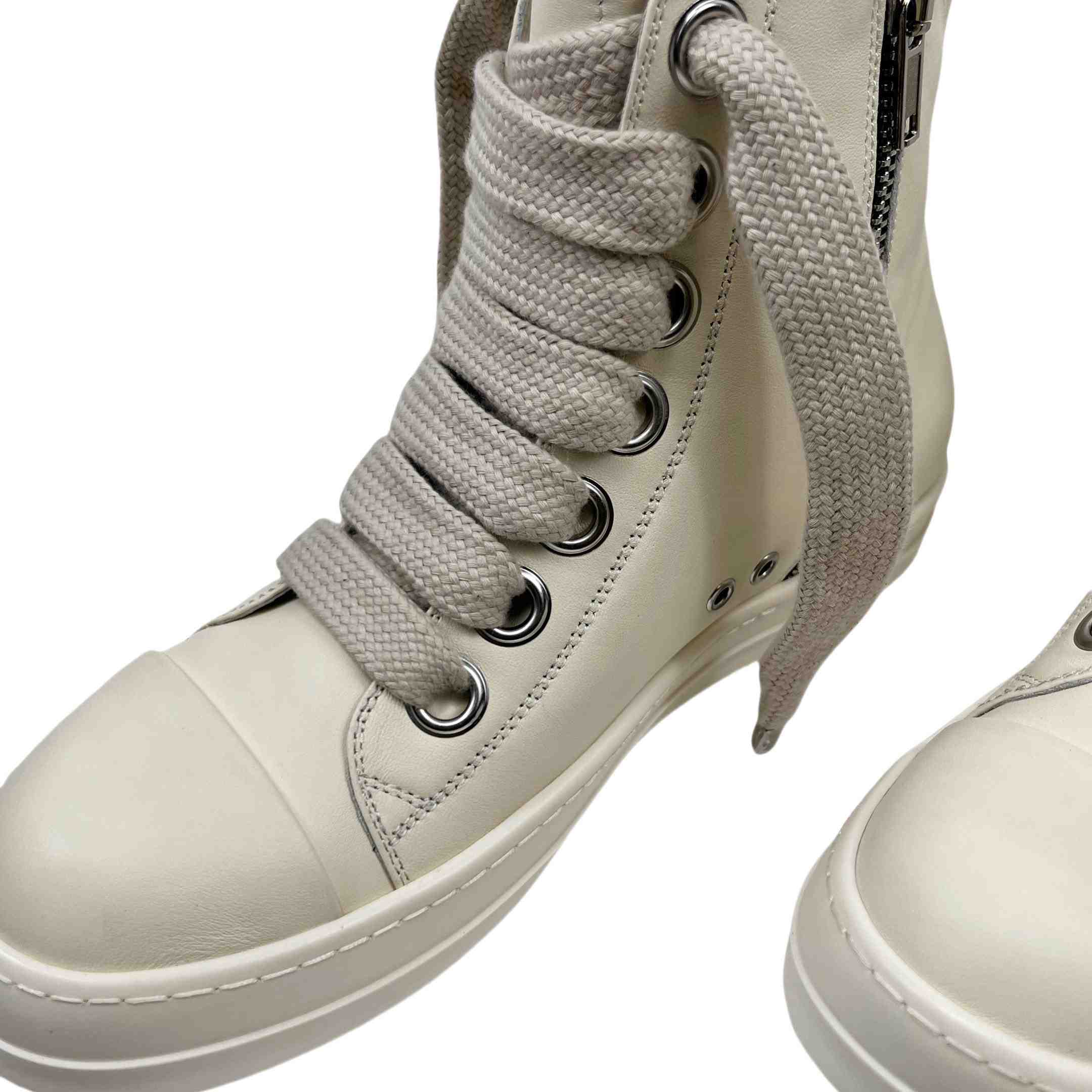 Rick Owens Lido High Sneaks Jumbo Laced Milk - DesignerGu