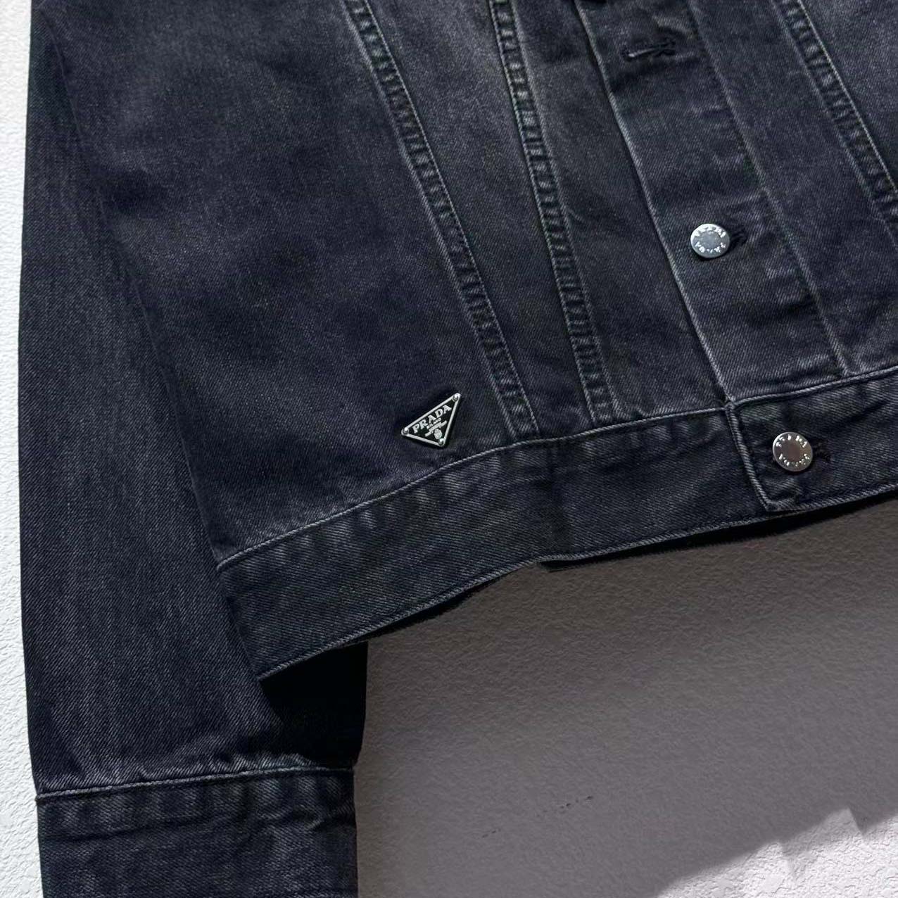 Prada Triangle-logo Denim Blouson Jacket - DesignerGu